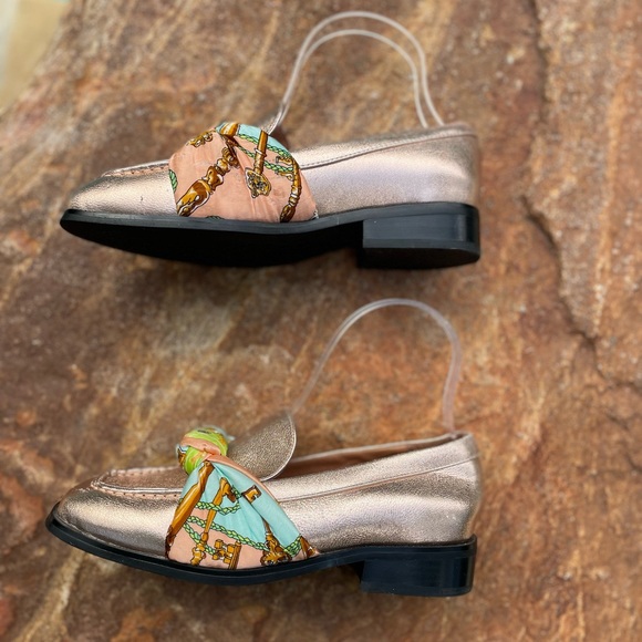 Jeffrey Campbell “Bolero” Rose Gold Scarf Loafers - Picture 6 of 11